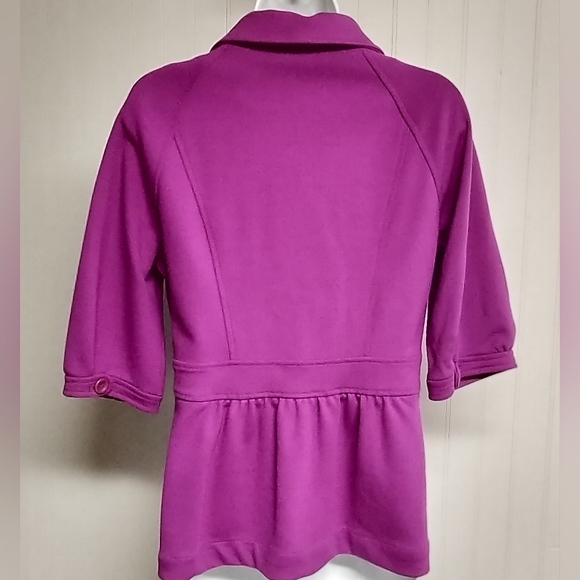 Kenar Raspberry Pink Elbow Sleeve Cropped Jacket Blazer Size 10 EUC - Picture 2 of 6